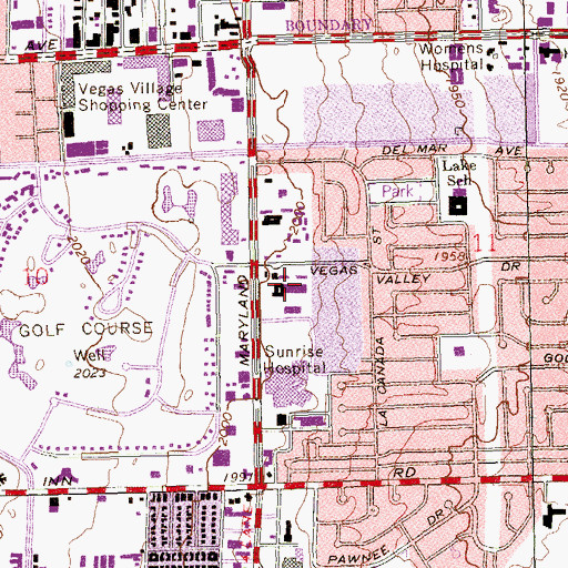 Topographic Map of Vegas Valley Rehabilitation Hospital, NV