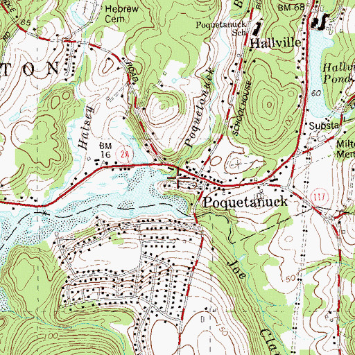 Topographic Map of Poquetanuck Brook, CT