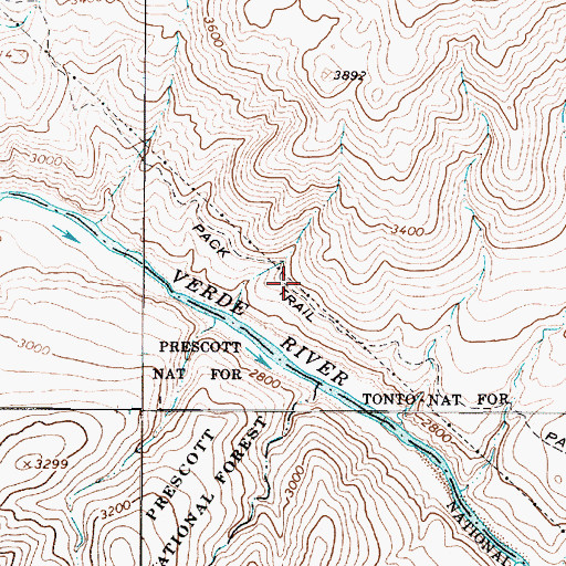 Topographic Map of Verde Scenic River Area, AZ