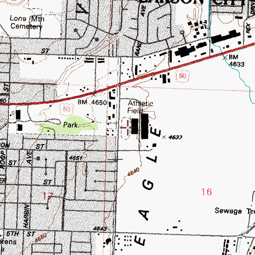 Topographic Map of Opportunity High School, NV