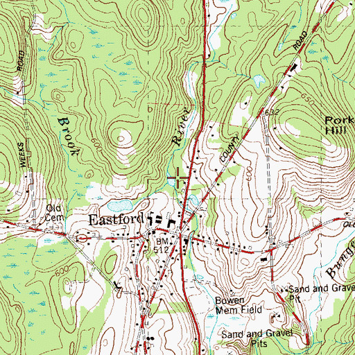 Topographic Map of Halls Brook, CT