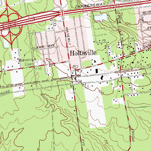 Topographic Map of Holtsville Station, NY
