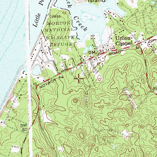 Topographic Map of Noyac Golf And Country Club, NY