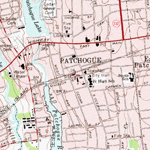 Topographic Map of Patchogue Station, NY