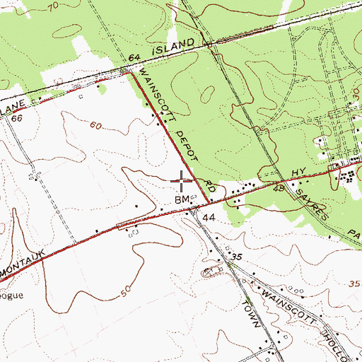 Topographic Map of Poxabogue Golf Course, NY