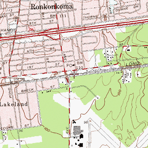 Topographic Map of Ronkonkoma Station, NY