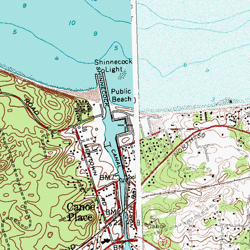 Topographic Map of Shinnecock County Marina, NY