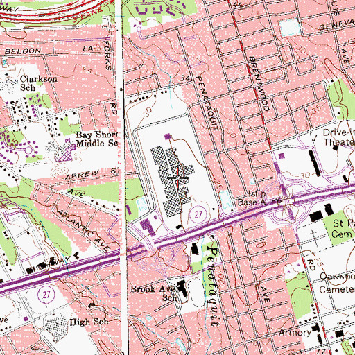 Topographic Map of South Shore Mall Shopping Center, NY