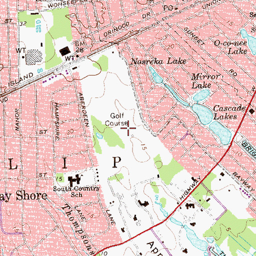 Topographic Map of Southward Ho Country Club, NY