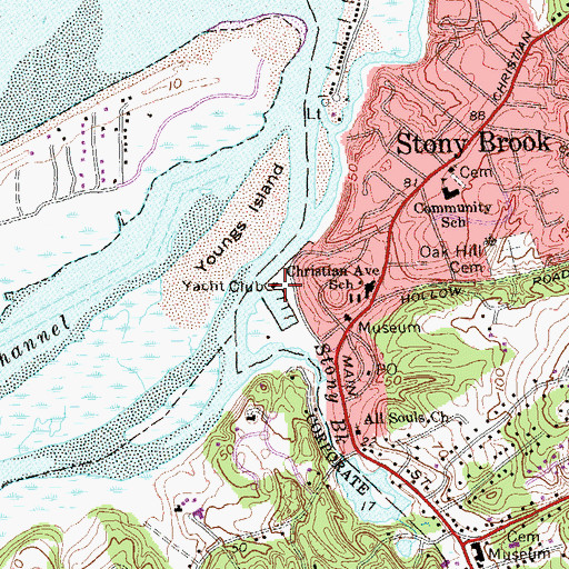 Topographic Map of Stony Brook Yacht Club, NY