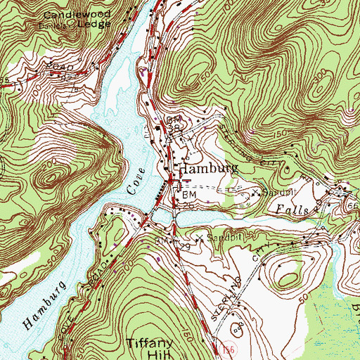 Topographic Map of Hamburg, CT