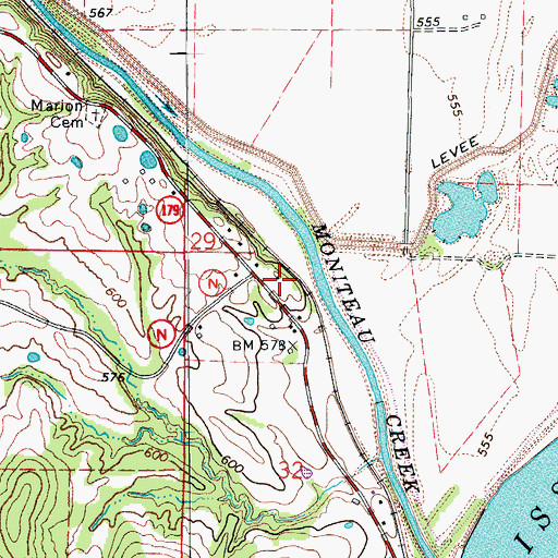 Topographic Map of Little Manitou Rock, MO
