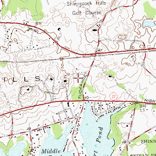 Topographic Map of Southampton College Long Island University, NY