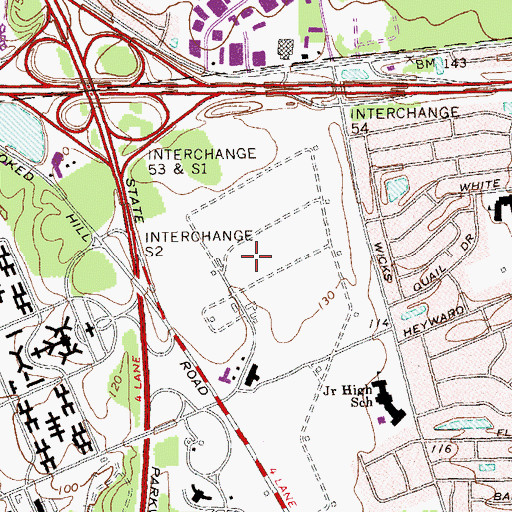 Topographic Map of Suffolk County Community College West Campus, NY