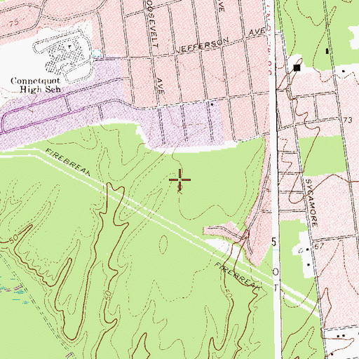 Topographic Map of Bohemia County Park, NY
