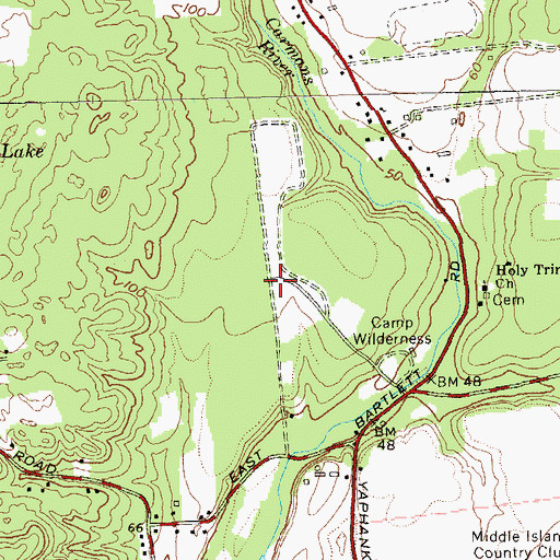 Topographic Map of Cathedral Pines County Park, NY