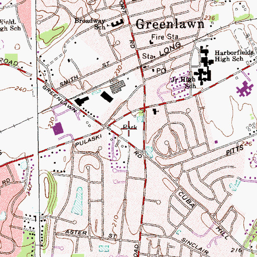 Topographic Map of Greenlawn Park, NY