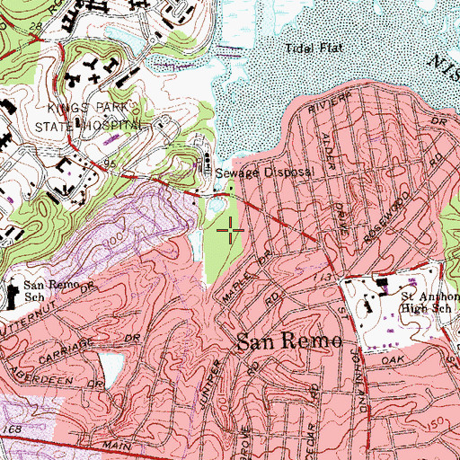 Topographic Map of Harrison Pond Park, NY