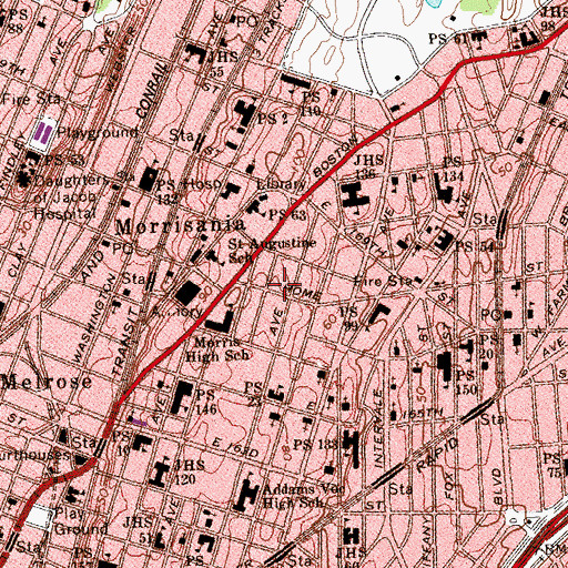 Topographic Map of Community Church of Christ, NY