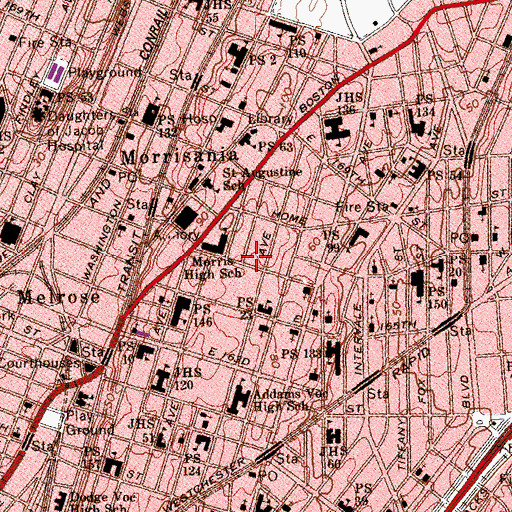 Topographic Map of Forest Avenue Community Congregational Church, NY