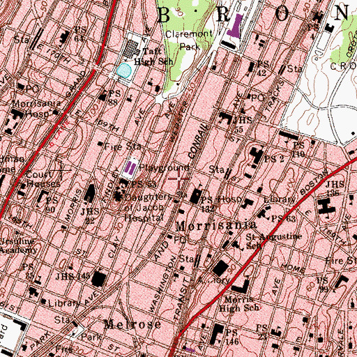 Topographic Map of Daniel Webster Houses, NY
