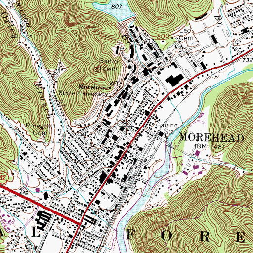 Topographic Map of Admissions Center, KY