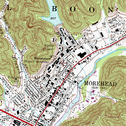 Topographic Map of Alumni Center, KY