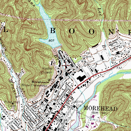 Topographic Map of Alumni Tower, KY