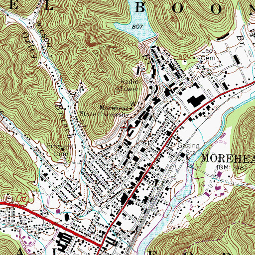 Topographic Map of Camden-Carroll Library, KY