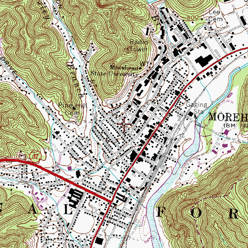 Topographic Map of Campus Greenhouse, KY