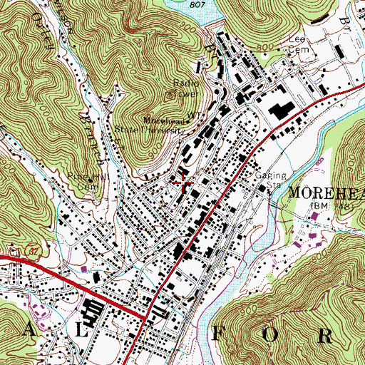 Topographic Map of Combs Building, KY