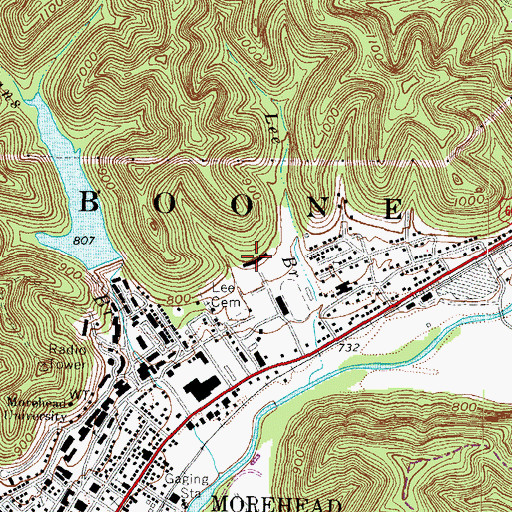 Topographic Map of Downing Hall, KY