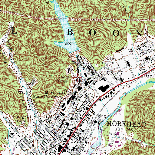 Topographic Map of East Mignon Hall, KY