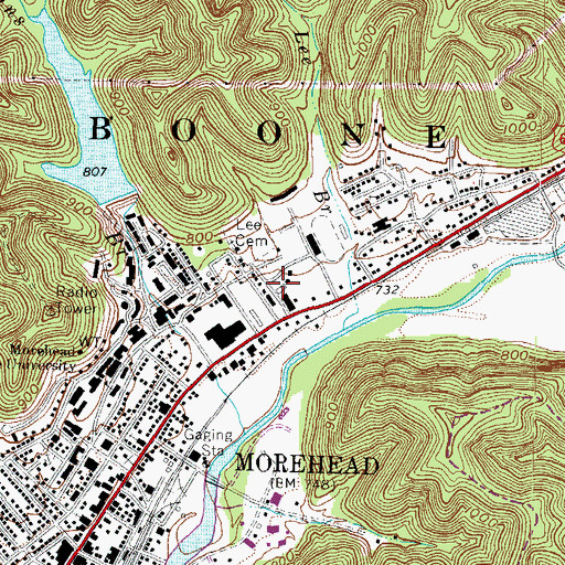 Topographic Map of Gilley Apartments, KY