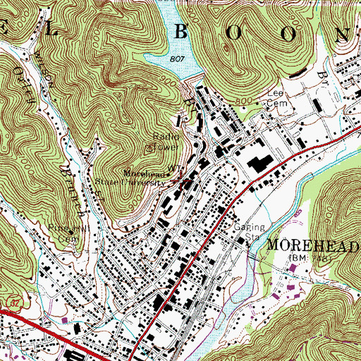 Topographic Map of Ginger Hall, KY