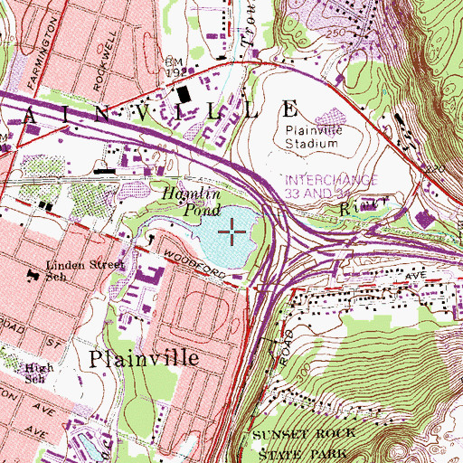 Topographic Map of Hamlin Pond, CT