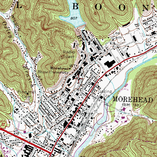 Topographic Map of Howell-McDowell Administration Building, KY