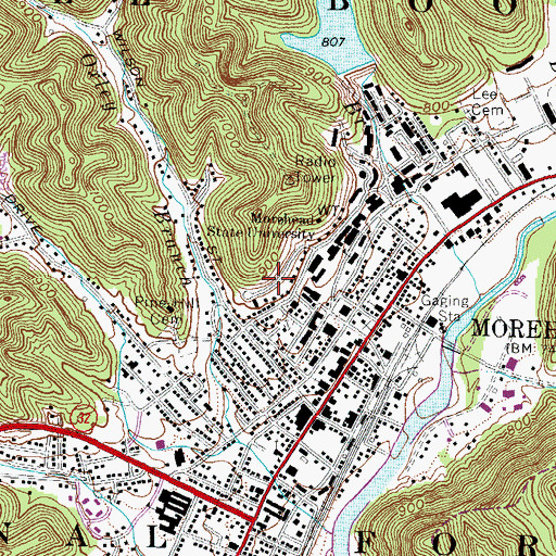 Topographic Map of Kentucky Center for Traditional Music, KY