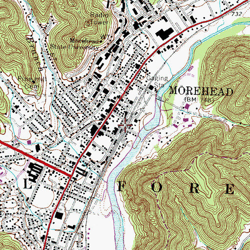 Topographic Map of Kentucky Folk Art Center, KY