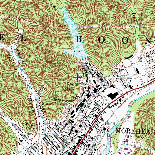 Topographic Map of Nunn Hall, KY