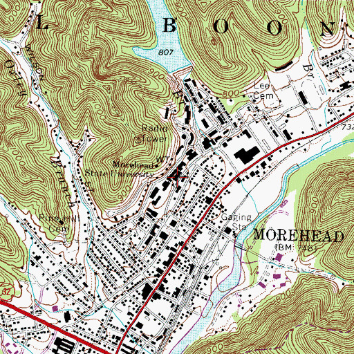 Topographic Map of Rader Hall, KY