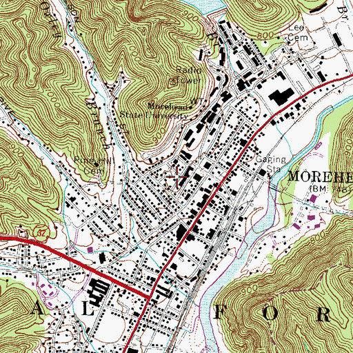 Topographic Map of Reed Hall, KY