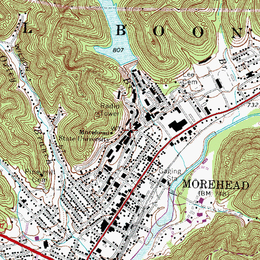 Topographic Map of Thompson Hall, KY