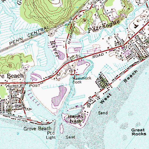 Topographic Map of Hammock Dock, CT