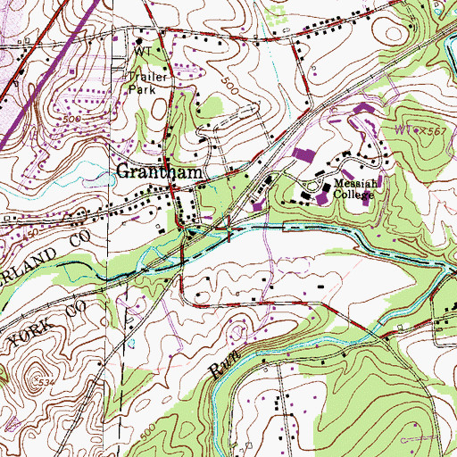 Topographic Map of Trout Run, PA