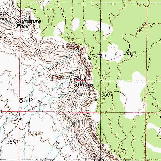 Topographic Map of Four Springs, AZ