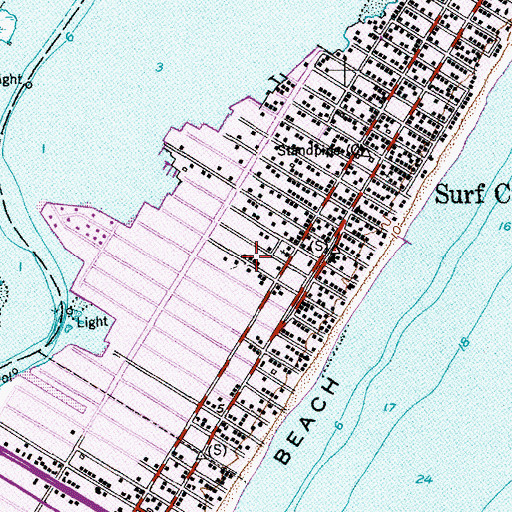Topographic Map of Long Beach Island, NJ