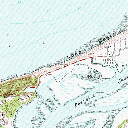 Topographic Map of Long Beach Town Park, NY