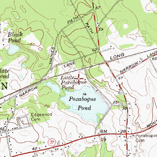 Topographic Map of Poxabogue County Park, NY