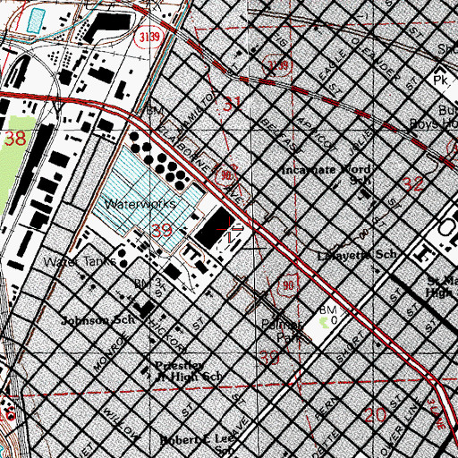 Topographic Map of Harrell Stadium, LA